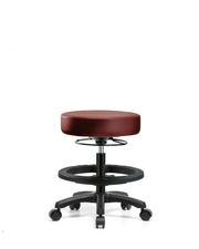Vinyl Mini-Stool - Medium Bench Height with Black Foot Ring & Casters in Borscht Supernova Vinyl