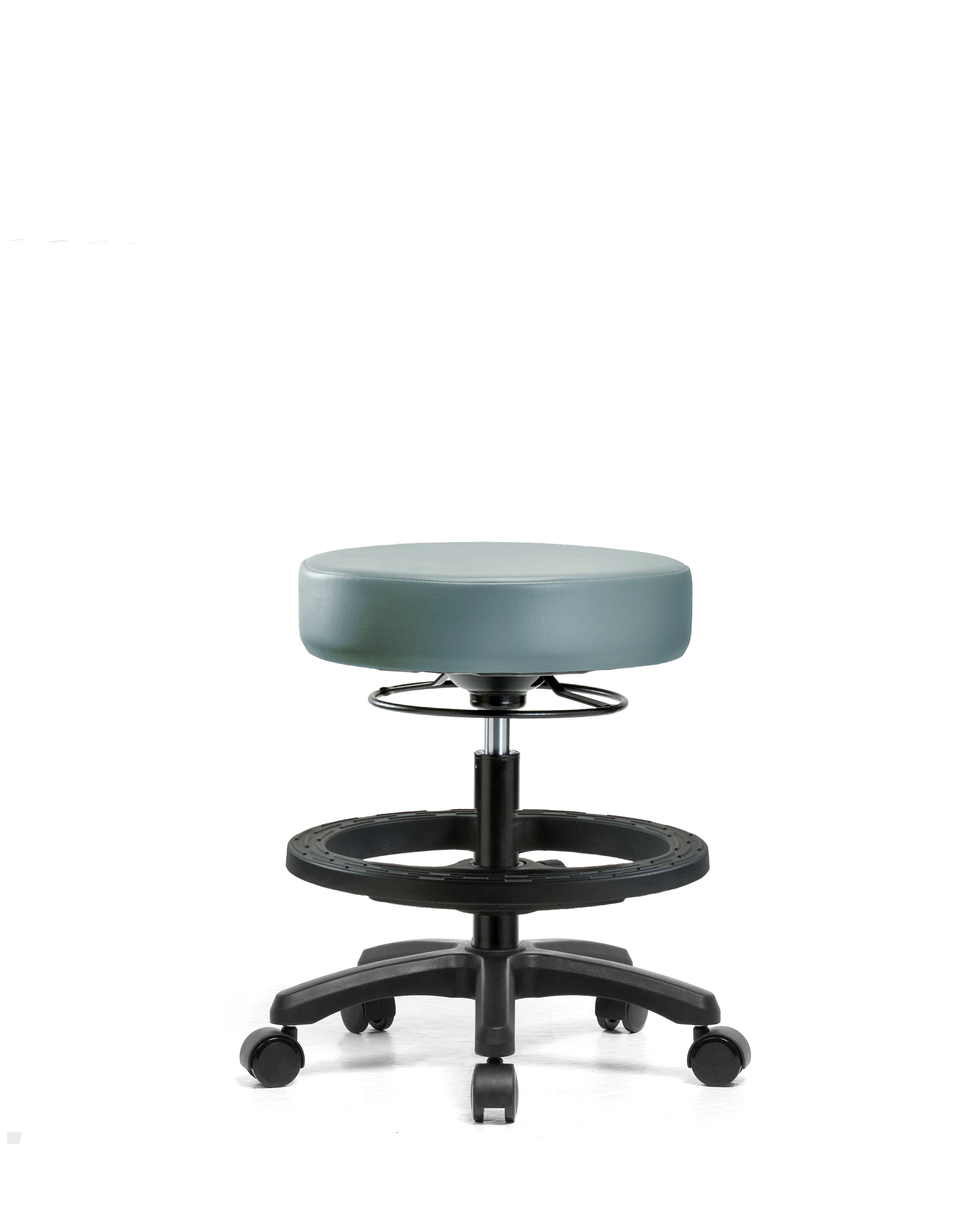 Vinyl Mini-Stool - Medium Bench Height with Black Foot Ring & Casters in Storm Supernova Vinyl