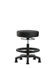 Vinyl Mini-Stool - Medium Bench Height with Black Foot Ring & Stationary Glides in Black Trailblazer Vinyl