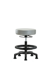 Vinyl Mini-Stool - Medium Bench Height with Black Foot Ring & Stationary Glides in Dove Trailblazer Vinyl