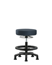 Vinyl Mini-Stool - Medium Bench Height with Black Foot Ring & Stationary Glides in Imperial Blue Trailblazer Vinyl