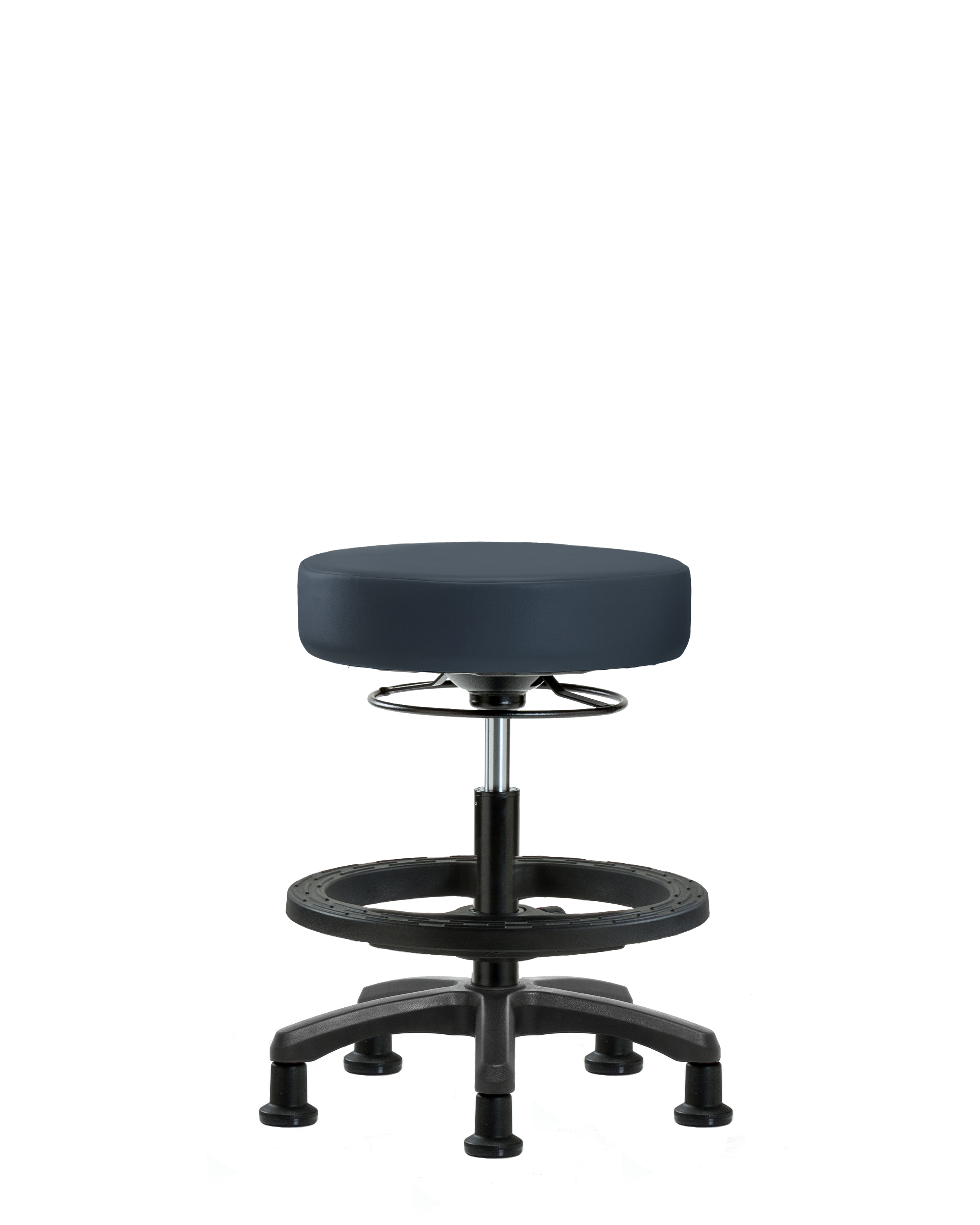 Vinyl Mini-Stool - Medium Bench Height with Black Foot Ring & Stationary Glides in Imperial Blue Trailblazer Vinyl