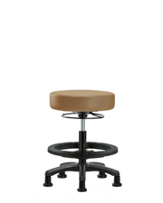 Vinyl Mini-Stool - Medium Bench Height with Black Foot Ring & Stationary Glides in Taupe Trailblazer Vinyl