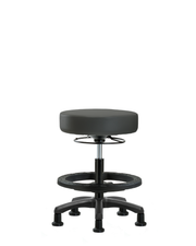 Vinyl Mini-Stool - Medium Bench Height with Black Foot Ring & Stationary Glides in Charcoal Trailblazer Vinyl