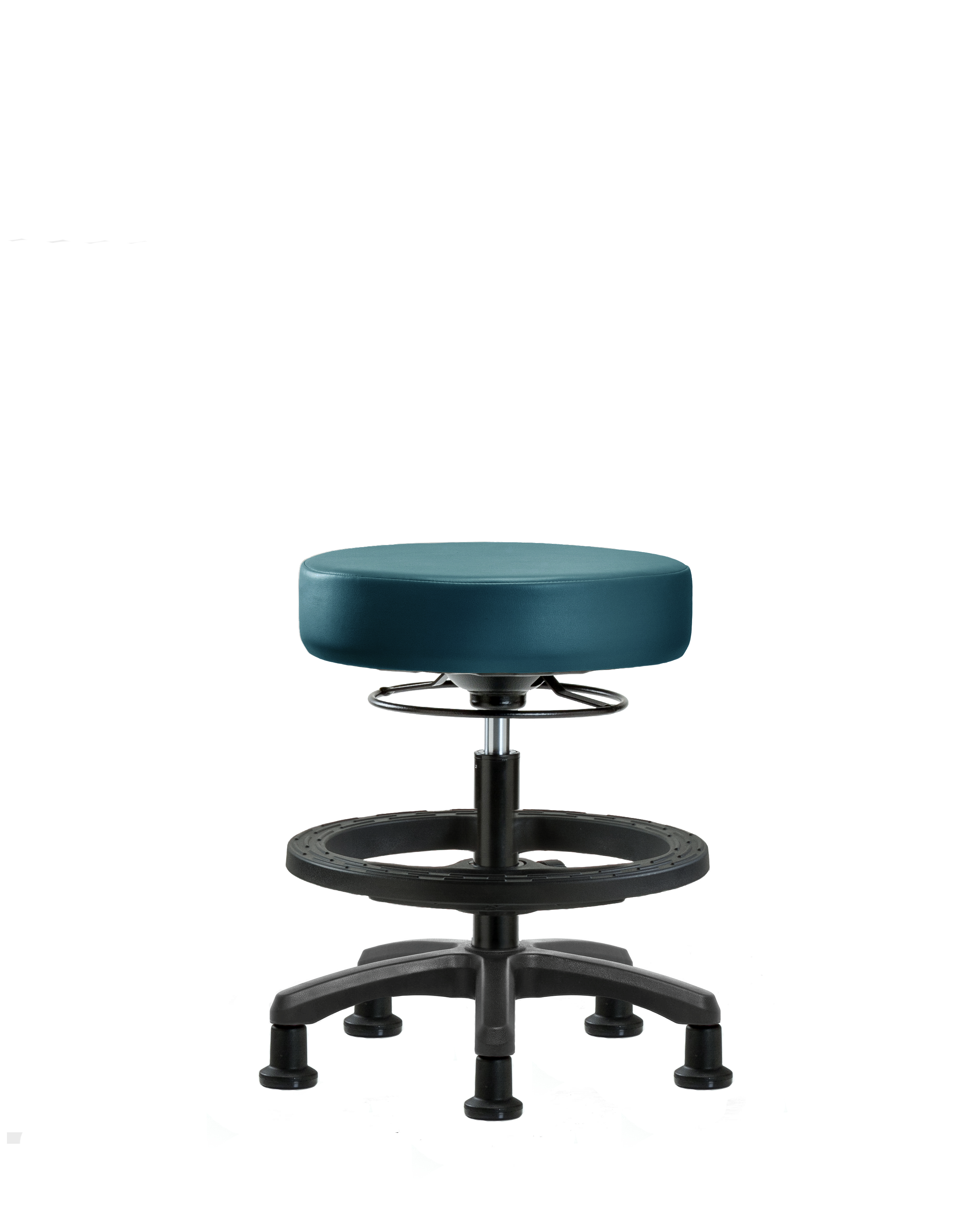Vinyl Mini-Stool - Medium Bench Height with Black Foot Ring & Stationary Glides in Marine Blue Supernova Vinyl