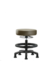 Vinyl Mini-Stool - Medium Bench Height with Black Foot Ring & Stationary Glides in Taupe Supernova Vinyl
