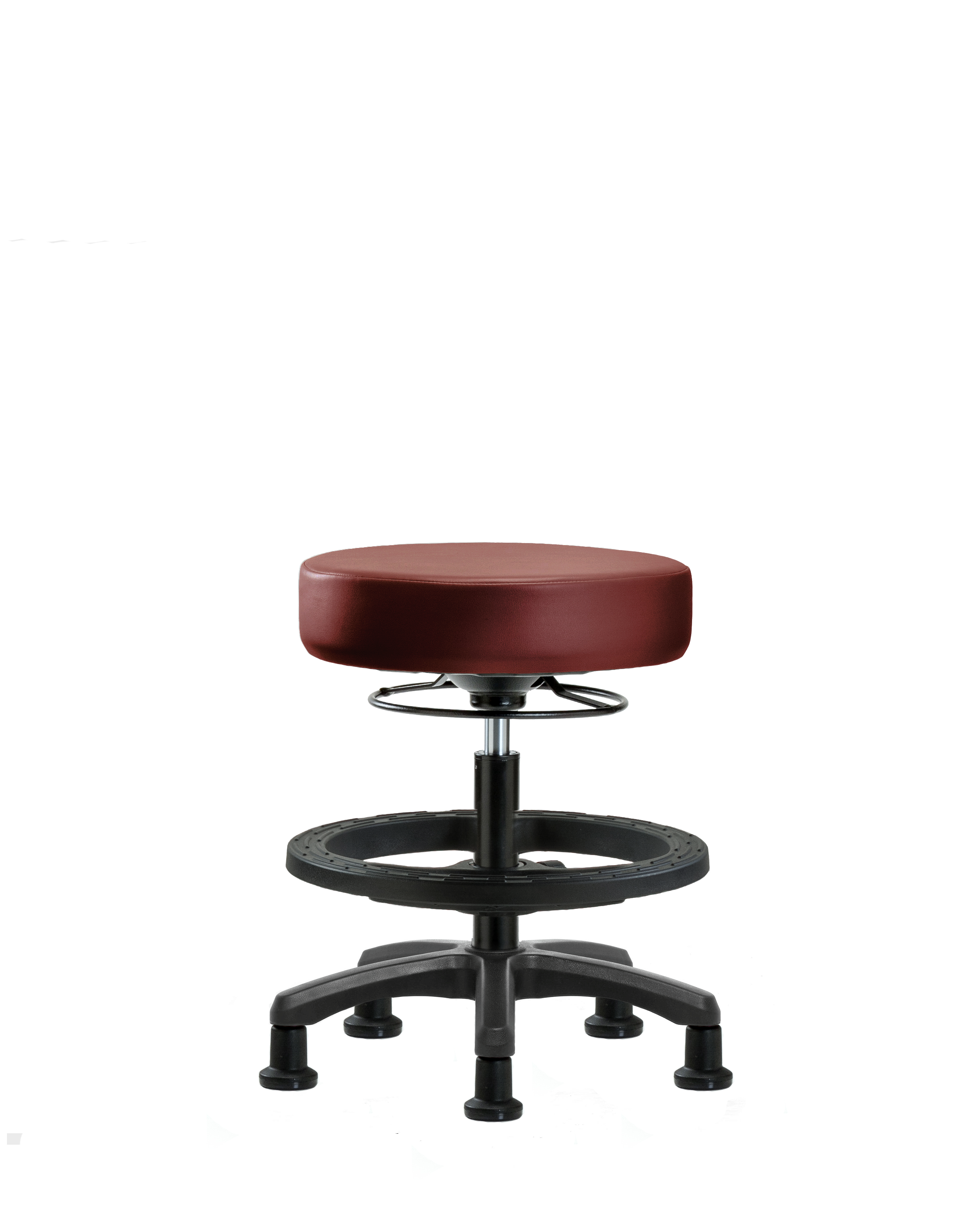 Vinyl Mini-Stool - Medium Bench Height with Black Foot Ring & Stationary Glides in Borscht Supernova Vinyl