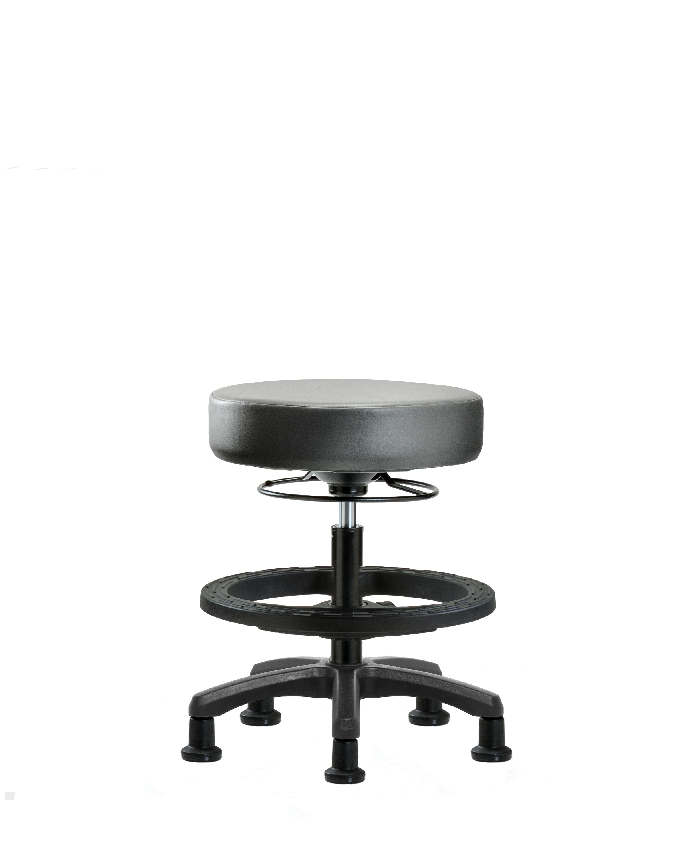 Vinyl Mini-Stool - Medium Bench Height with Black Foot Ring & Stationary Glides in Sterling Supernova Vinyl