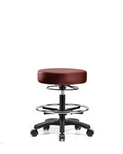 Vinyl Mini-Stool - Medium Bench Height with Chrome Foot Ring & Casters in Borscht Supernova Vinyl