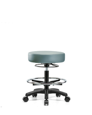Vinyl Mini-Stool - Medium Bench Height with Chrome Foot Ring & Casters in Storm Supernova Vinyl