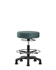 Vinyl Mini-Stool - Medium Bench Height with Chrome Foot Ring & Stationary Glides in Colonial Blue Trailblazer Vinyl