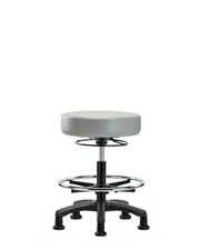 Vinyl Mini-Stool - Medium Bench Height with Chrome Foot Ring & Stationary Glides in Dove Trailblazer Vinyl