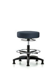 Vinyl Mini-Stool - Medium Bench Height with Chrome Foot Ring & Stationary Glides in Imperial Blue Trailblazer Vinyl
