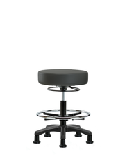 Vinyl Mini-Stool - Medium Bench Height with Chrome Foot Ring & Stationary Glides in Charcoal Trailblazer Vinyl
