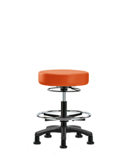 Vinyl Mini-Stool - Medium Bench Height with Chrome Foot Ring & Stationary Glides in Orange Kist Trailblazer Vinyl