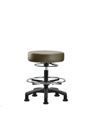 Vinyl Mini-Stool - Medium Bench Height with Chrome Foot Ring & Stationary Glides in Taupe Supernova Vinyl