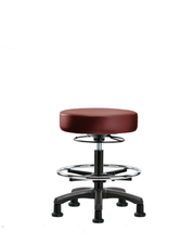 Vinyl Mini-Stool - Medium Bench Height with Chrome Foot Ring & Stationary Glides in Borscht Supernova Vinyl