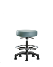 Vinyl Mini-Stool - Medium Bench Height with Chrome Foot Ring & Stationary Glides in Storm Supernova Vinyl