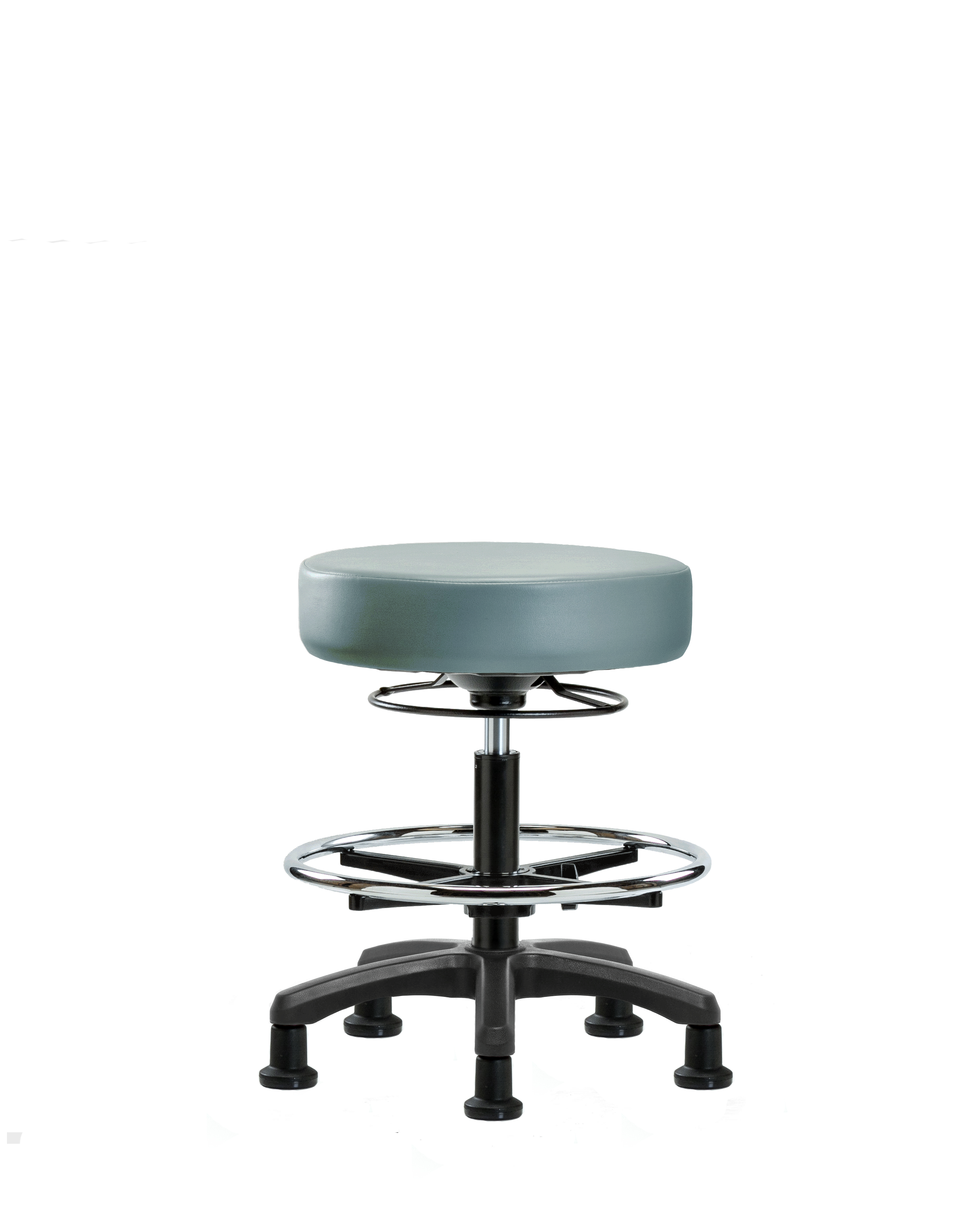 Vinyl Mini-Stool - Medium Bench Height with Chrome Foot Ring & Stationary Glides in Storm Supernova Vinyl