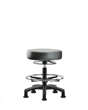 Vinyl Mini-Stool - Medium Bench Height with Chrome Foot Ring & Stationary Glides in Sterling Supernova Vinyl