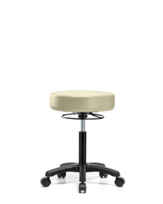 Vinyl Mini-Stool - Medium Bench Height with Casters in Adobe White Trailblazer Vinyl