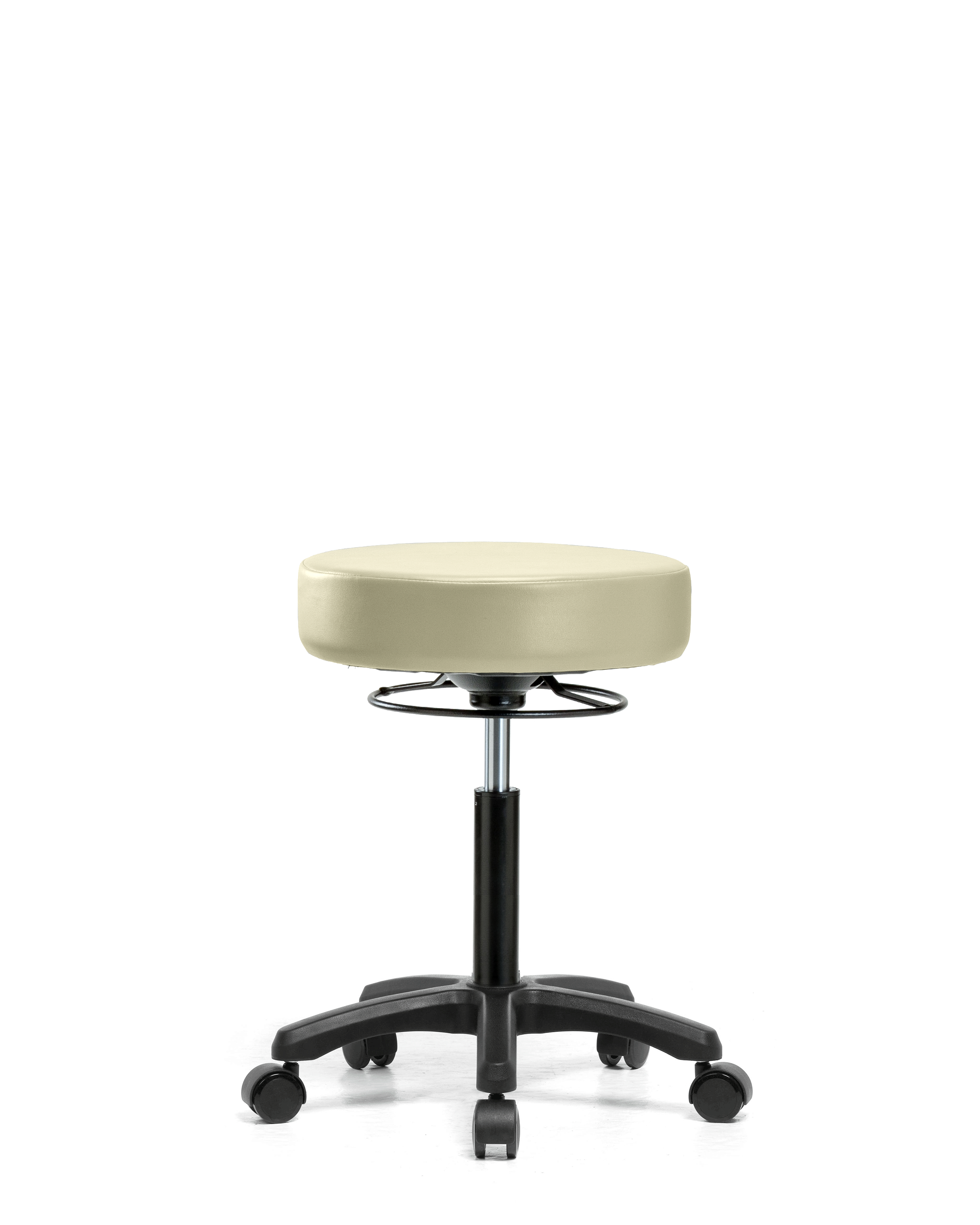 Vinyl Mini-Stool - Medium Bench Height with Casters in Adobe White Trailblazer Vinyl