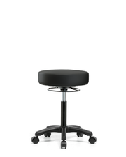 Vinyl Mini-Stool - Medium Bench Height with Casters in Black Trailblazer Vinyl