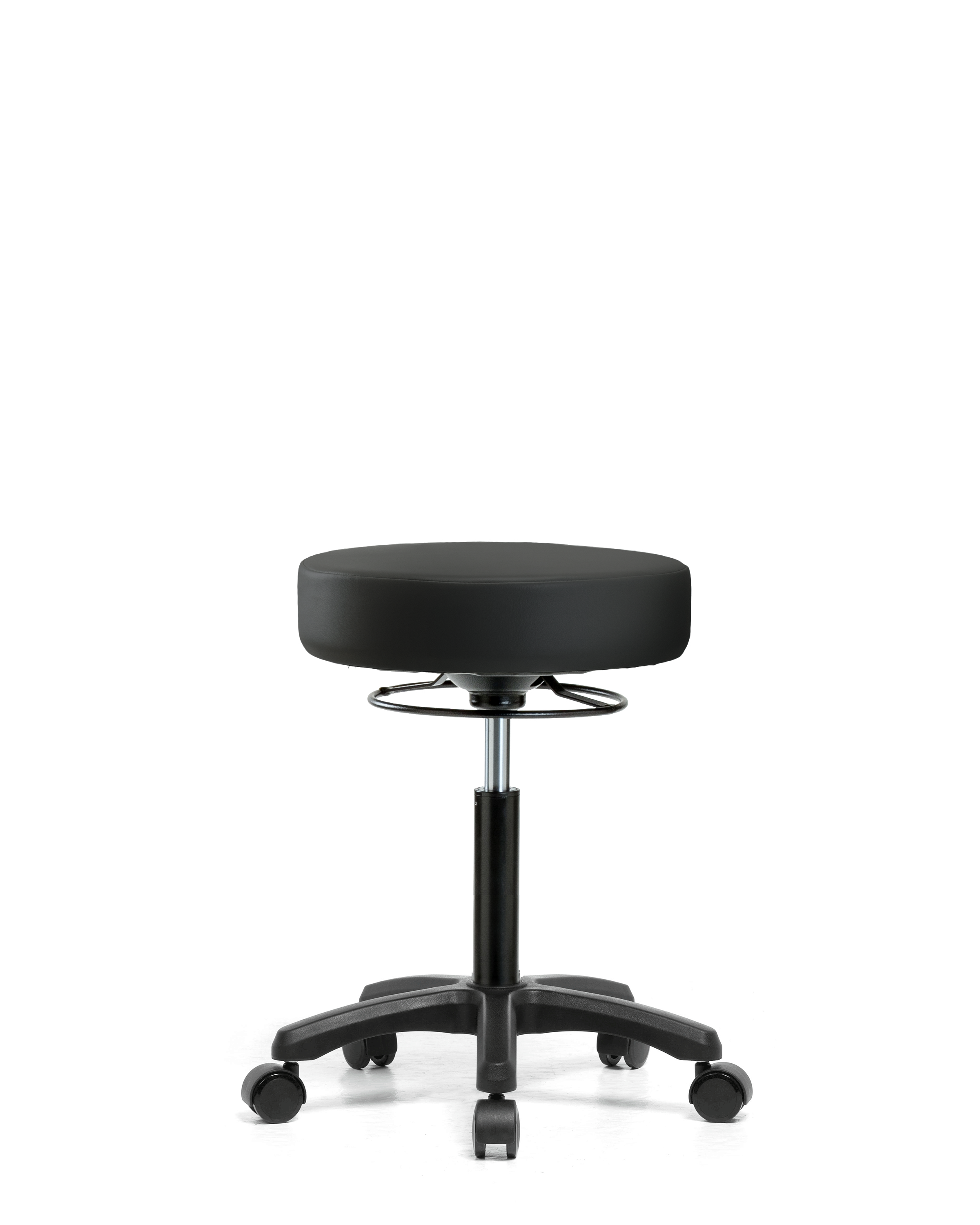 Vinyl Mini-Stool - Medium Bench Height with Casters in Black Trailblazer Vinyl