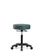 Vinyl Mini-Stool - Medium Bench Height with Casters in Colonial Blue Trailblazer Vinyl