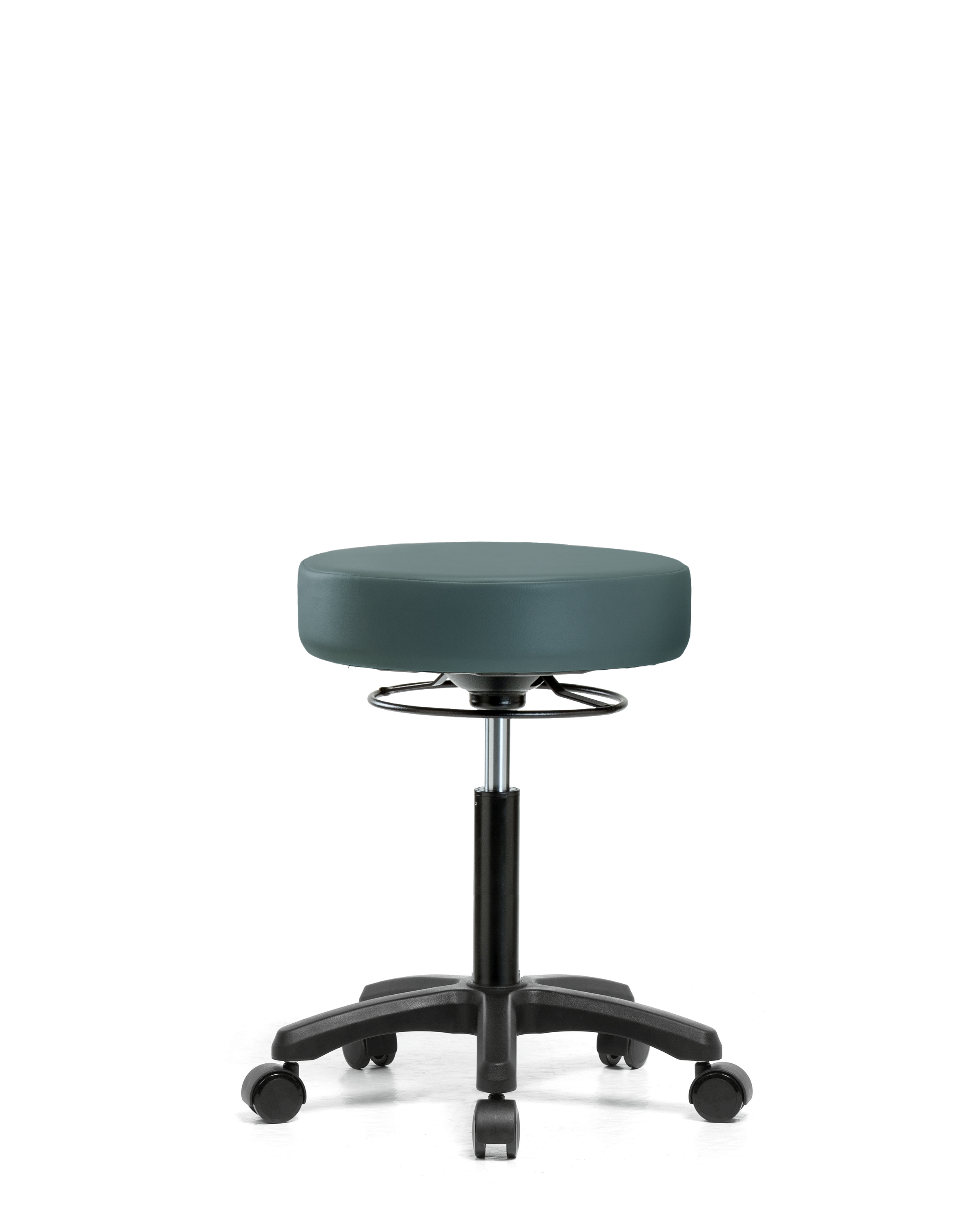 Vinyl Mini-Stool - Medium Bench Height with Casters in Colonial Blue Trailblazer Vinyl