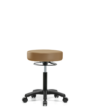 Vinyl Mini-Stool - Medium Bench Height with Casters in Taupe Trailblazer Vinyl