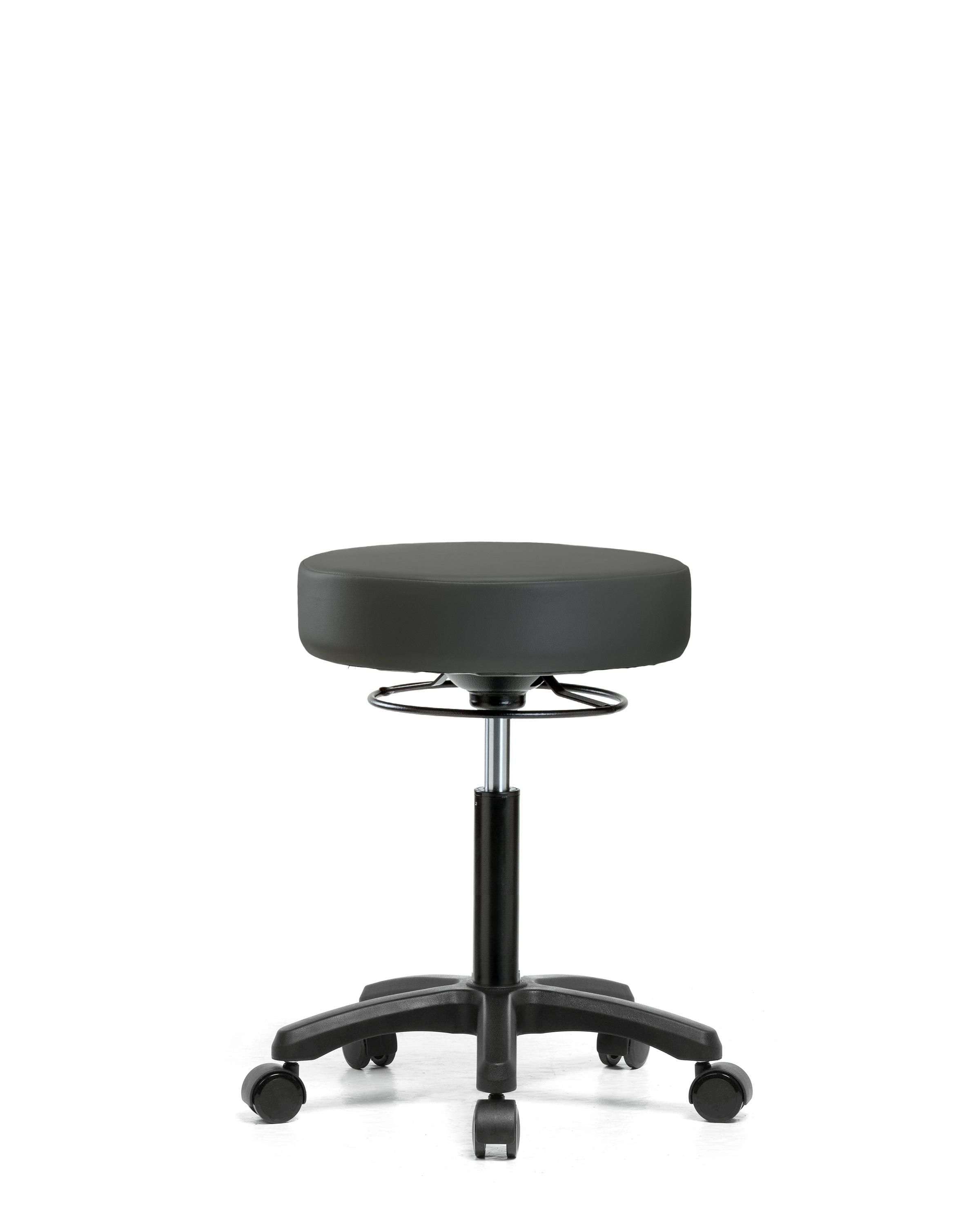Vinyl Mini-Stool - Medium Bench Height with Casters in Charcoal Trailblazer Vinyl