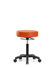 Vinyl Mini-Stool - Medium Bench Height with Casters in Orange Kist Trailblazer Vinyl