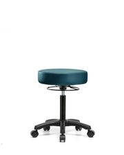 Vinyl Mini-Stool - Medium Bench Height with Casters in Marine Blue Supernova Vinyl