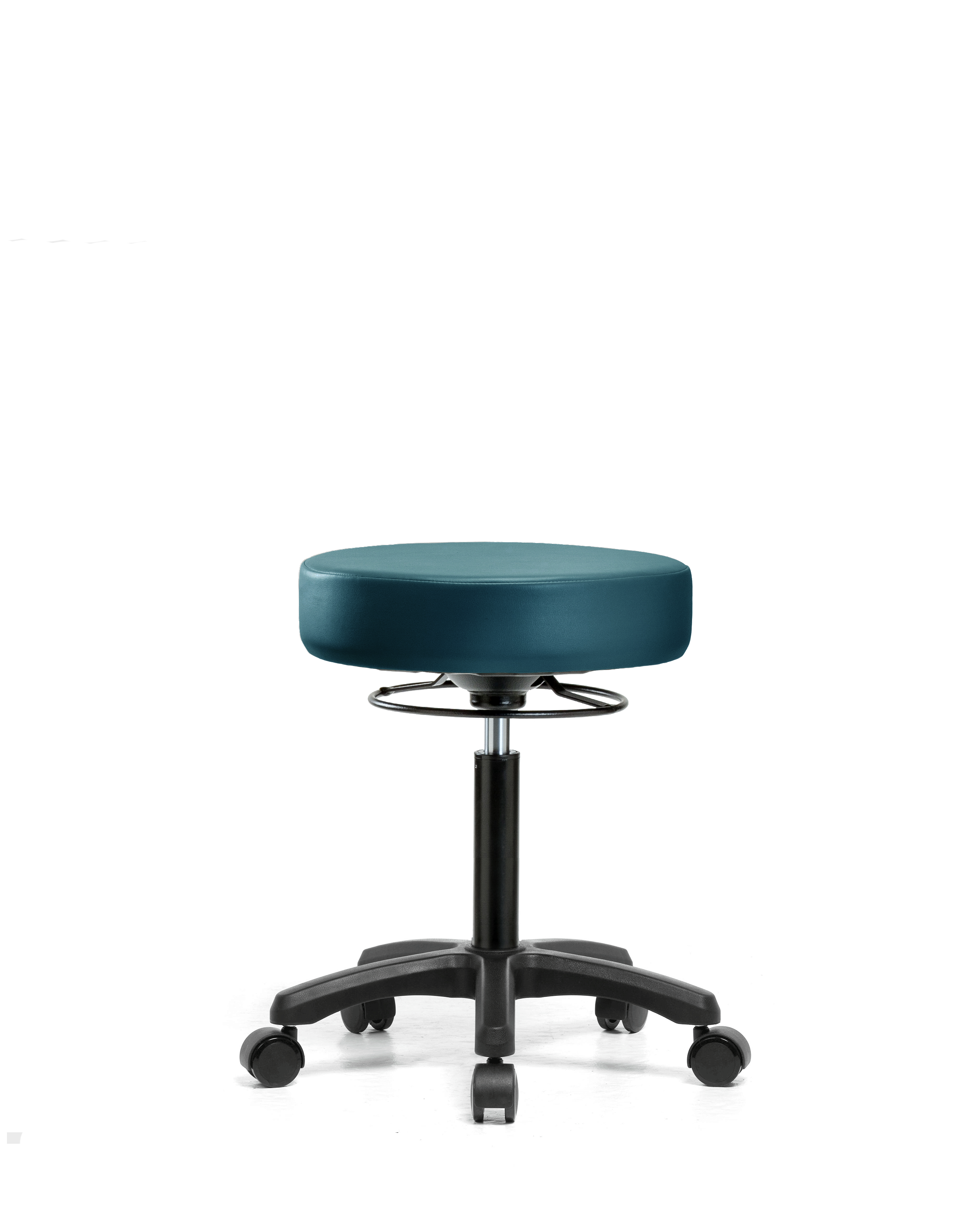 Vinyl Mini-Stool - Medium Bench Height with Casters in Marine Blue Supernova Vinyl