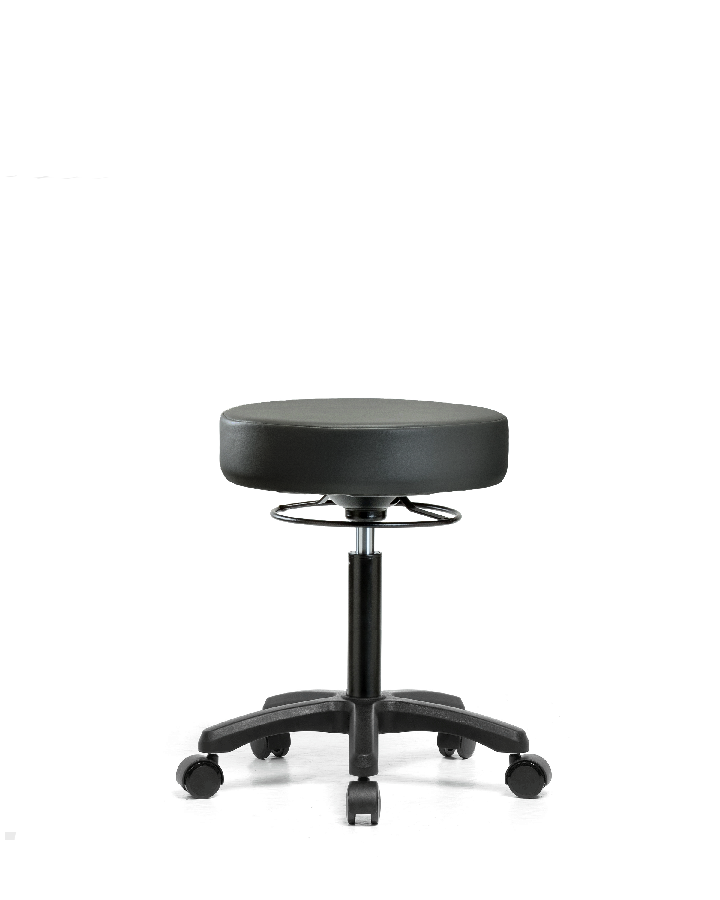Vinyl Mini-Stool - Medium Bench Height with Casters in Carbon Supernova Vinyl
