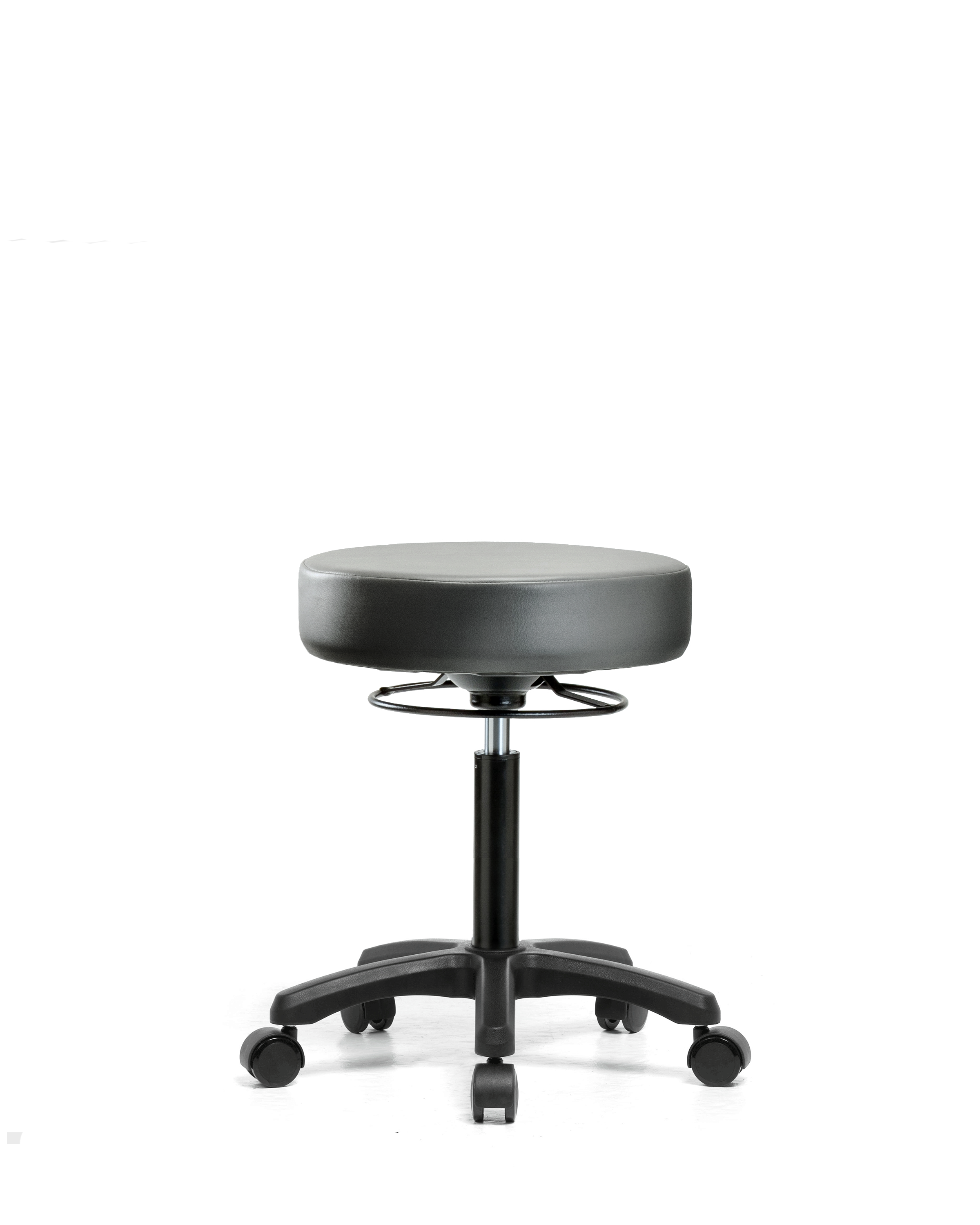 Vinyl Mini-Stool - Medium Bench Height with Casters in Sterling Supernova Vinyl