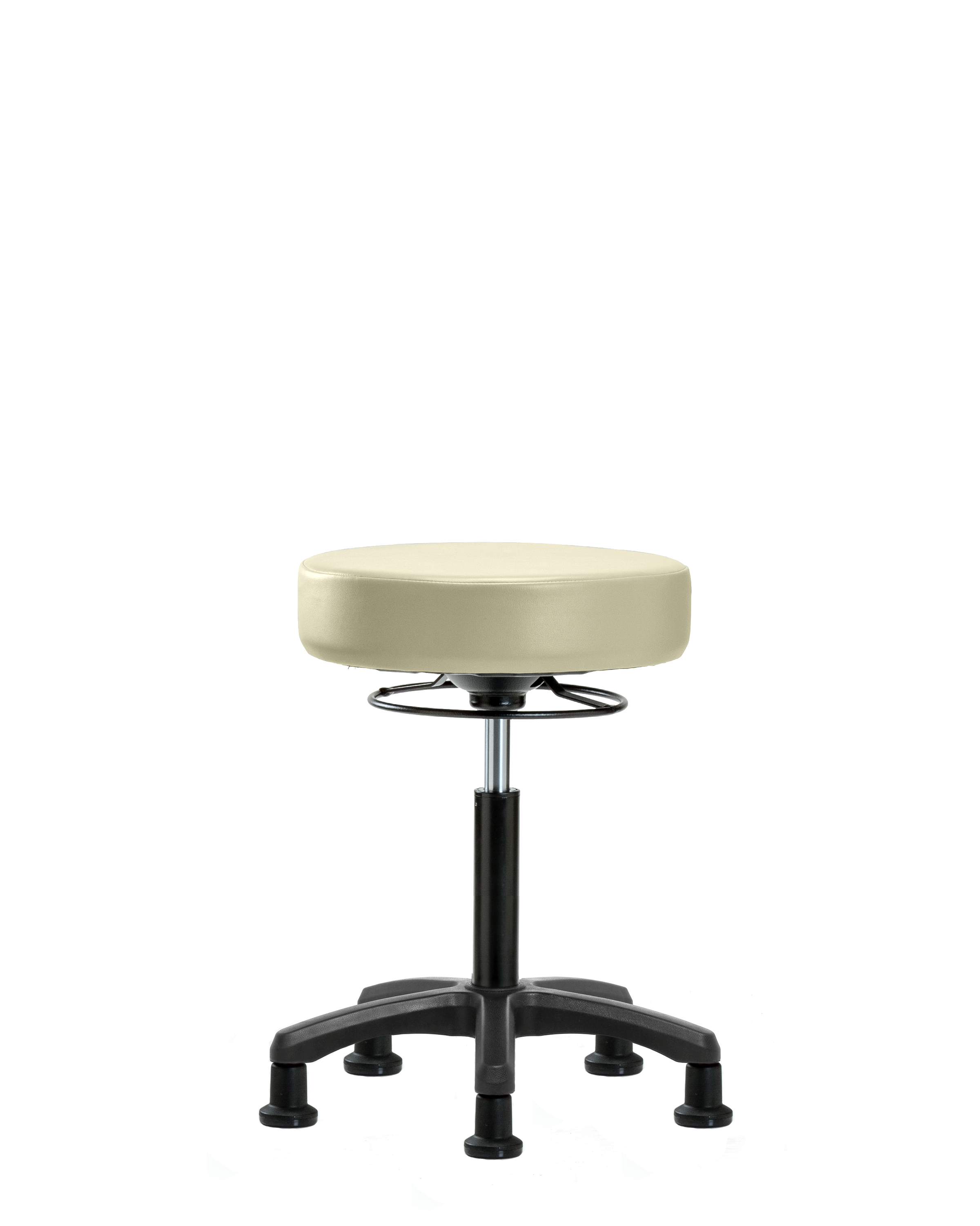 Vinyl Mini-Stool - Medium Bench Height with Stationary Glides in Adobe White Trailblazer Vinyl