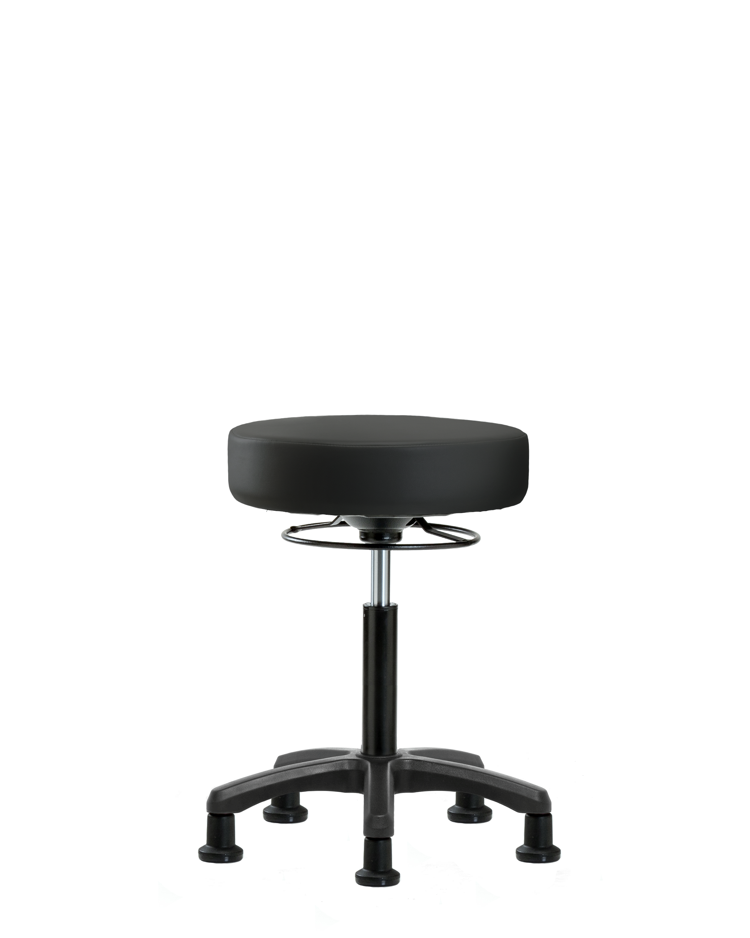 Vinyl Mini-Stool - Medium Bench Height with Stationary Glides in Black Trailblazer Vinyl