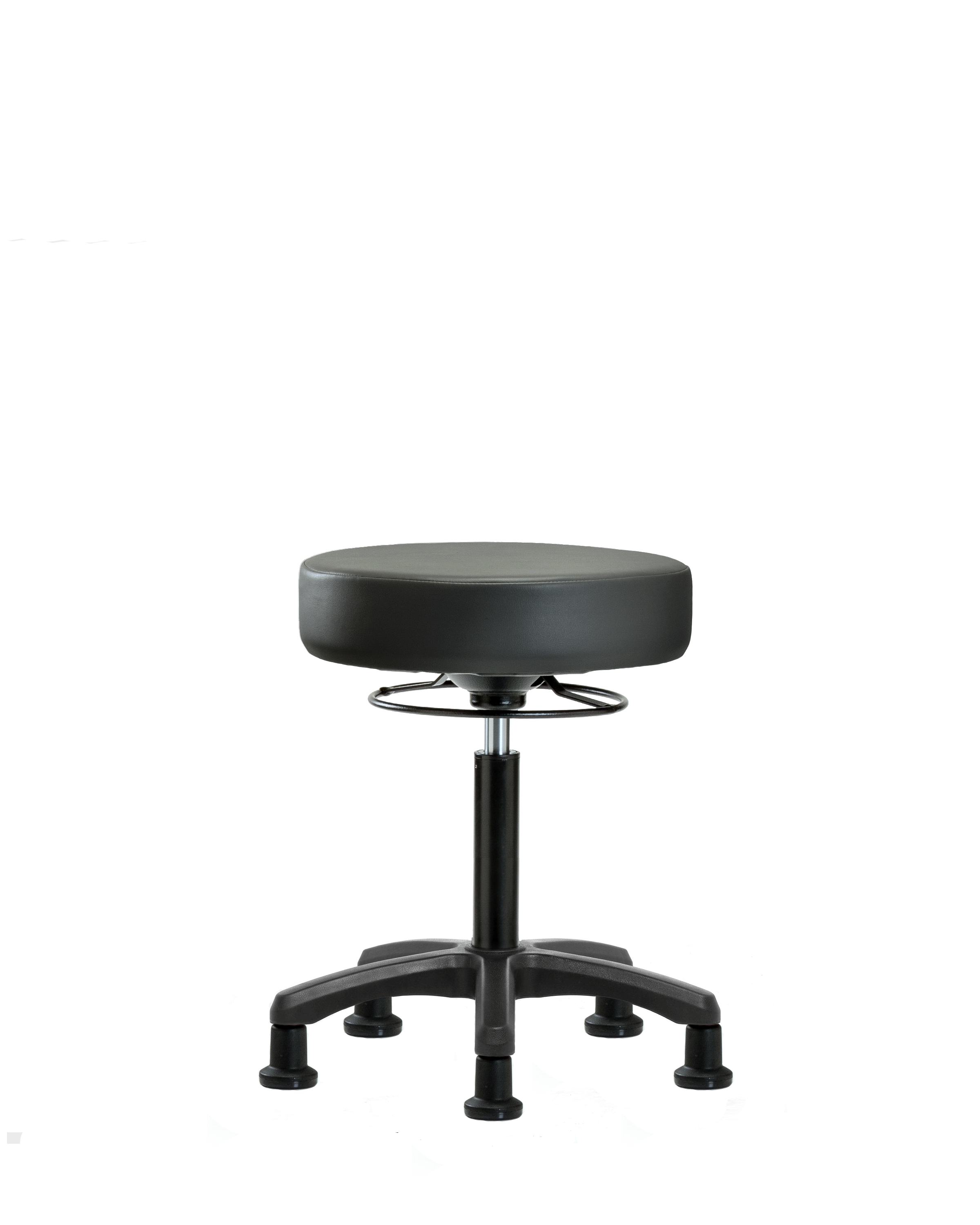Vinyl Mini-Stool - Medium Bench Height with Stationary Glides in Carbon Supernova Vinyl