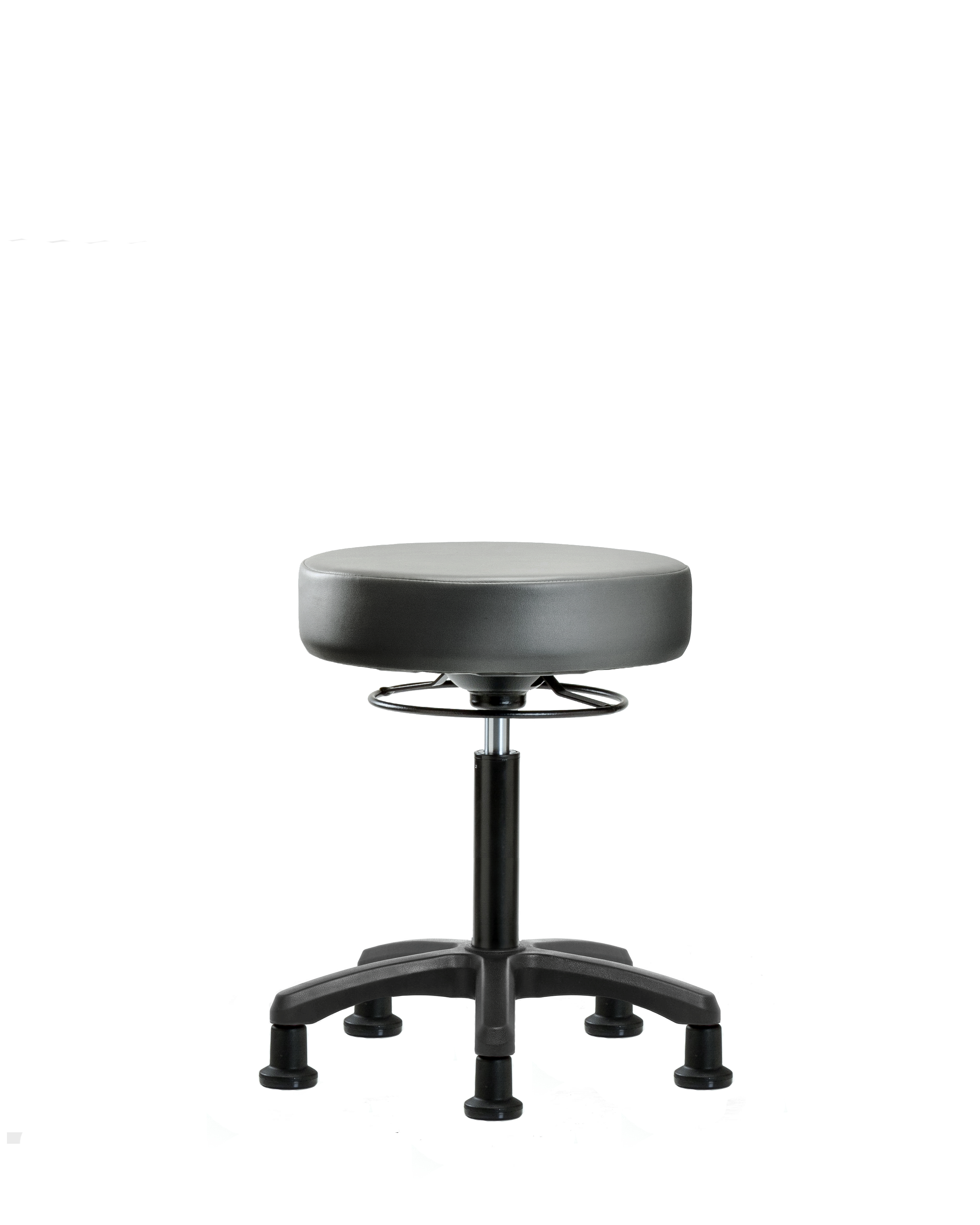 Vinyl Mini-Stool - Medium Bench Height with Stationary Glides in Sterling Supernova Vinyl