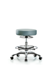 Rutledge Vinyl Stool without Back Chrome - Medium Bench Height with Chrome Foot Ring & Casters in Storm Supernova Vinyl