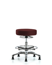 Rutledge Vinyl Stool without Back Chrome - Medium Bench Height with Chrome Foot Ring & Stationary Glides in Burgundy Trailblazer Vinyl