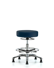 Rutledge Vinyl Stool without Back Chrome - Medium Bench Height with Chrome Foot Ring & Stationary Glides in Imperial Blue Trailblazer Vinyl