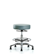 Rutledge Vinyl Stool without Back Chrome - Medium Bench Height with Chrome Foot Ring & Stationary Glides in Storm Supernova Vinyl