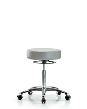 Rutledge Vinyl Stool without Back Chrome - Medium Bench Height with Casters in Dove Trailblazer Vinyl
