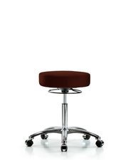 Rutledge Vinyl Stool without Back Chrome - Medium Bench Height with Casters in Burgundy Trailblazer Vinyl