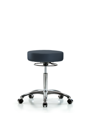 Rutledge Vinyl Stool without Back Chrome - Medium Bench Height with Casters in Imperial Blue Trailblazer Vinyl