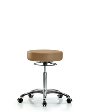 Rutledge Vinyl Stool without Back Chrome - Medium Bench Height with Casters in Taupe Trailblazer Vinyl