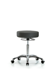 Rutledge Vinyl Stool without Back Chrome - Medium Bench Height with Casters in Charcoal Trailblazer Vinyl